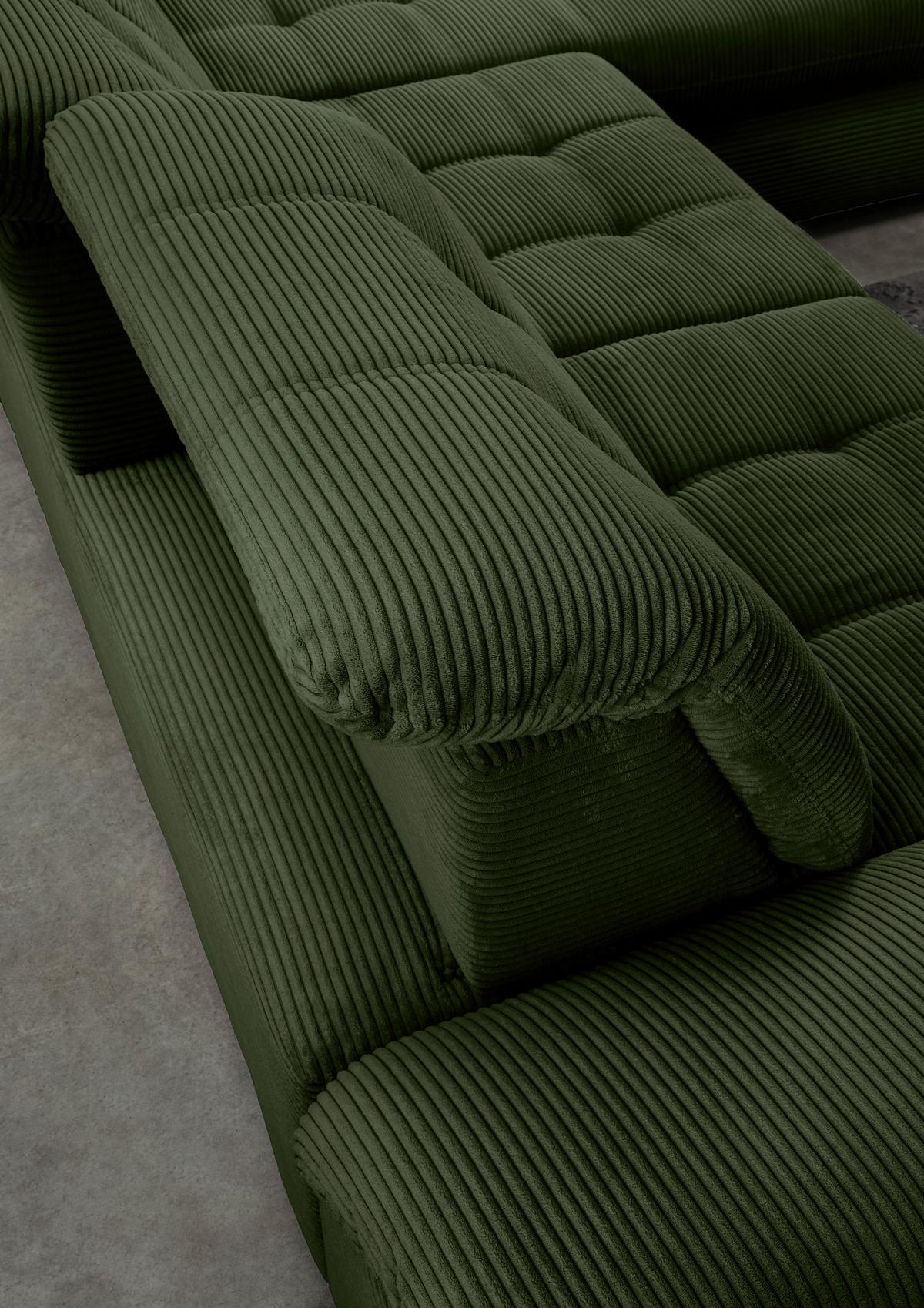 Ecksofa Mit Bettkasten Rigatti Dunkelgrün 314x184cm - Dunkelgrün/Schwarz, MODERN, Textil (314/184cm) - Livetastic
