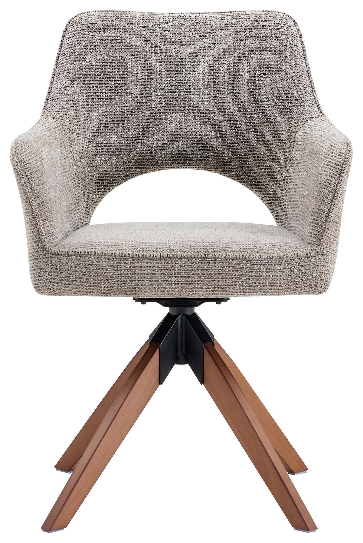 Armlehnstuhl Puro Walnussfarben/Taupe B: 60 cm - Taupe/Walnussfarben, MODERN, Holz/Textil (60/89/65,5cm) - Livetastic