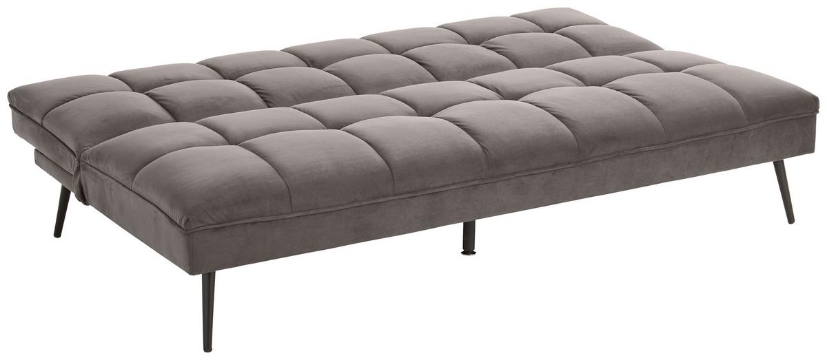 3-sitzer-sofa Mit Schlaffunkt. Pur Grau Samtbezug - Schwarz/Grau, MODERN, Textil (178/84/98cm) - MID.YOU
