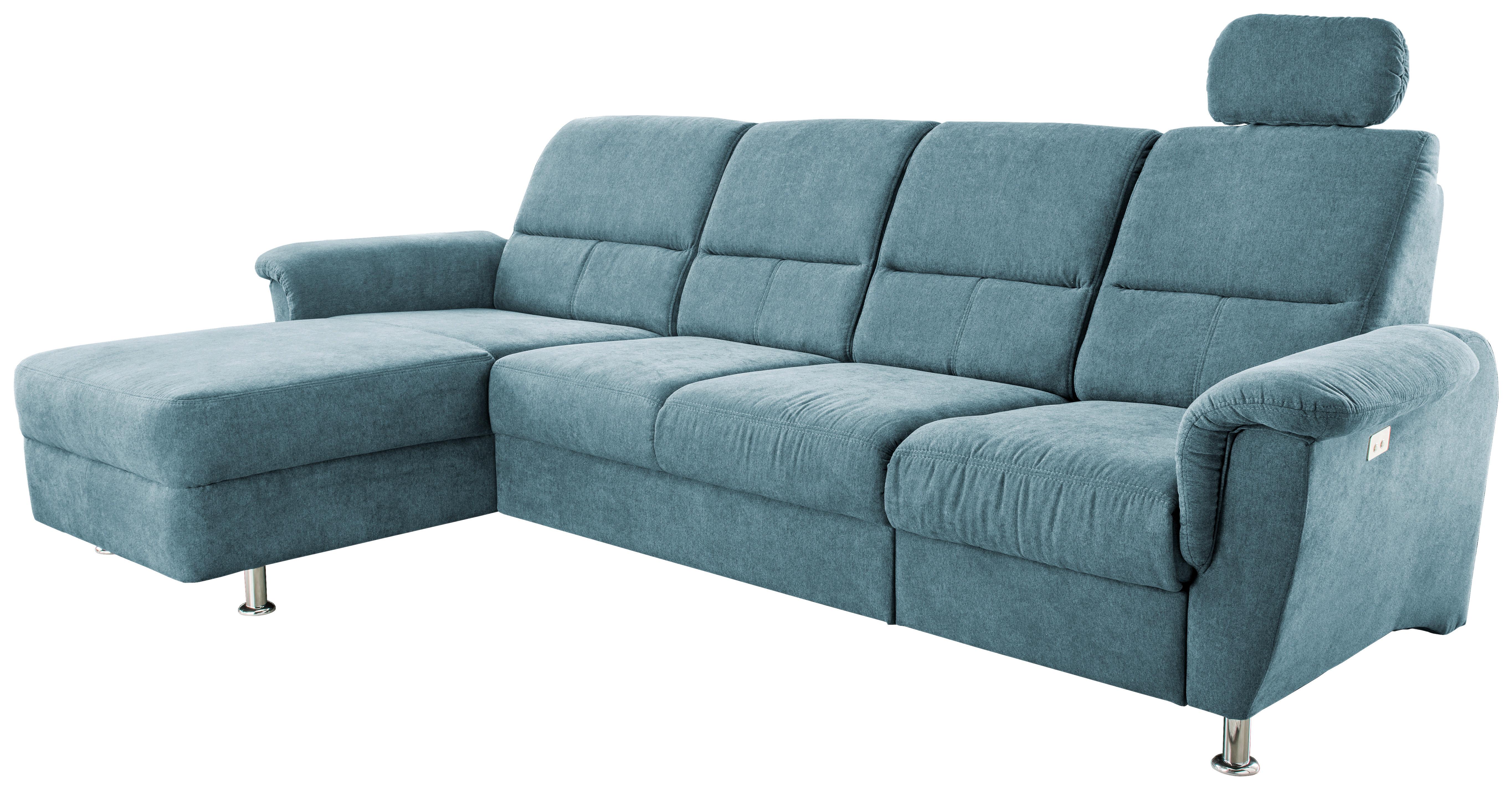Ecksofa Parole Hellblau S:165/292 cm - Chromfarben/Hellblau, KONVENTIONELL, Textil (165/292cm) - Livetastic