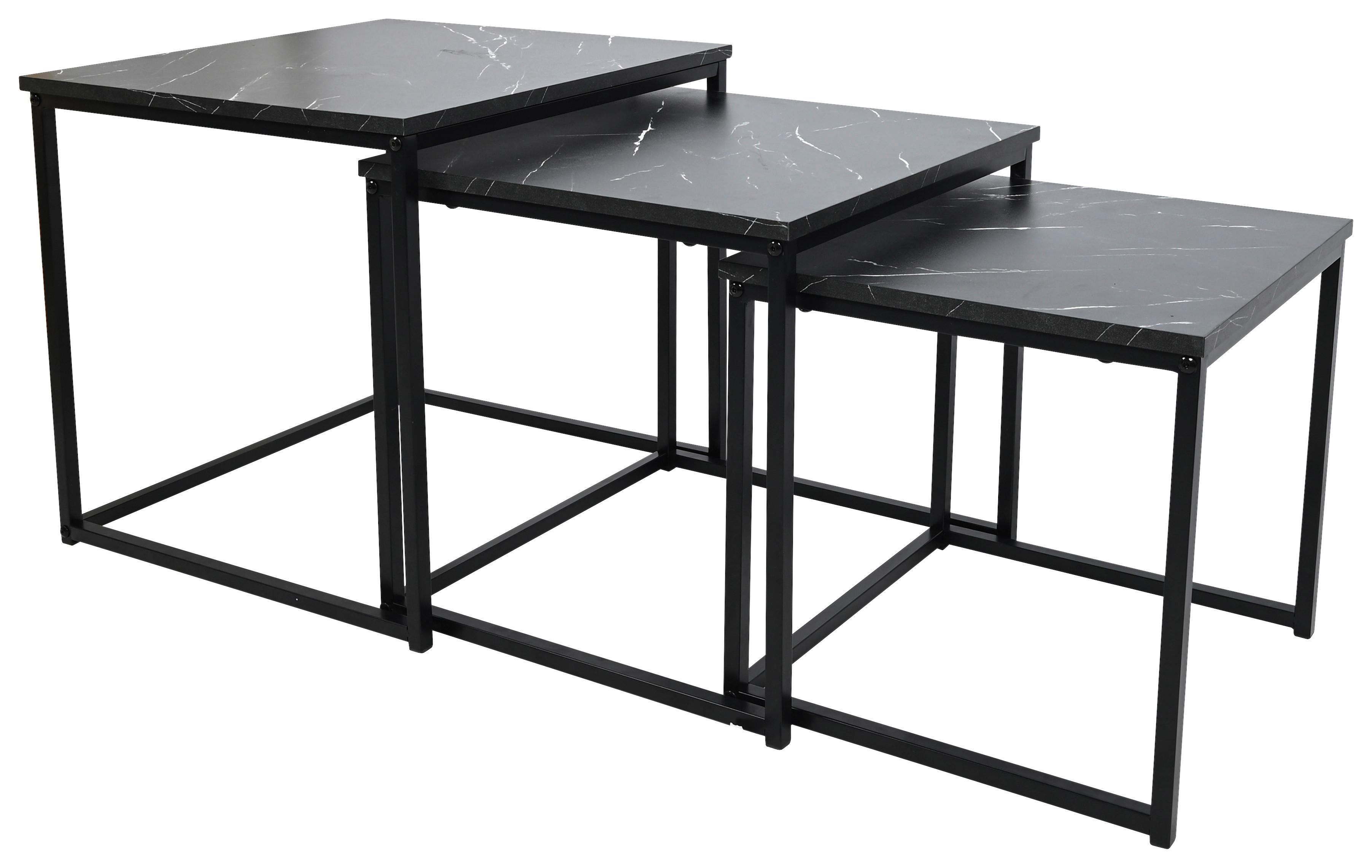 Kisasztal Szett Carmen - fekete, Trend, faalapú anyag/fém (40-42/35-39/36cm)
