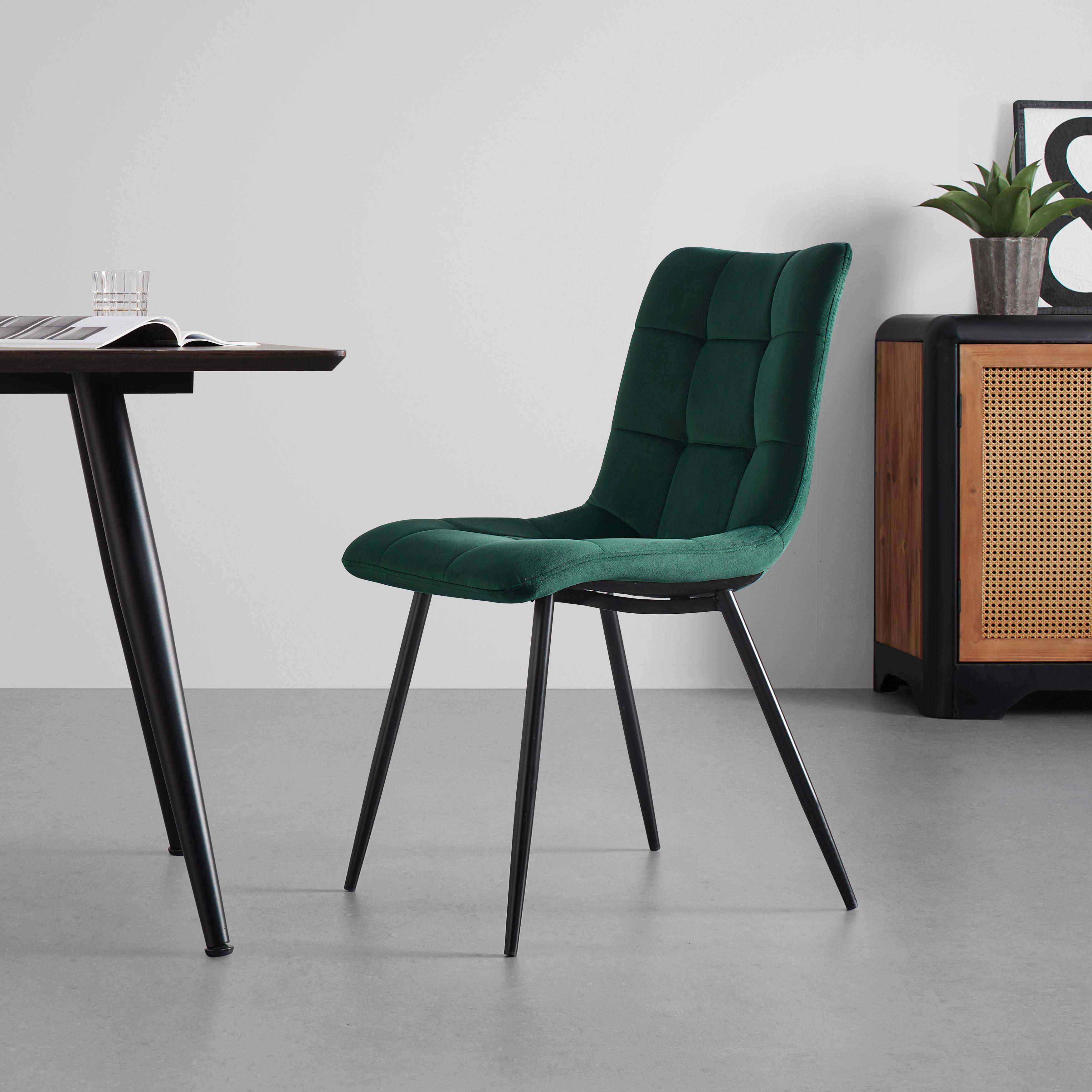 Elegantní Židle Suri Zelená - černá/zelená, Moderní, kov/dřevo (46/87/59cm) - Bessagi Home