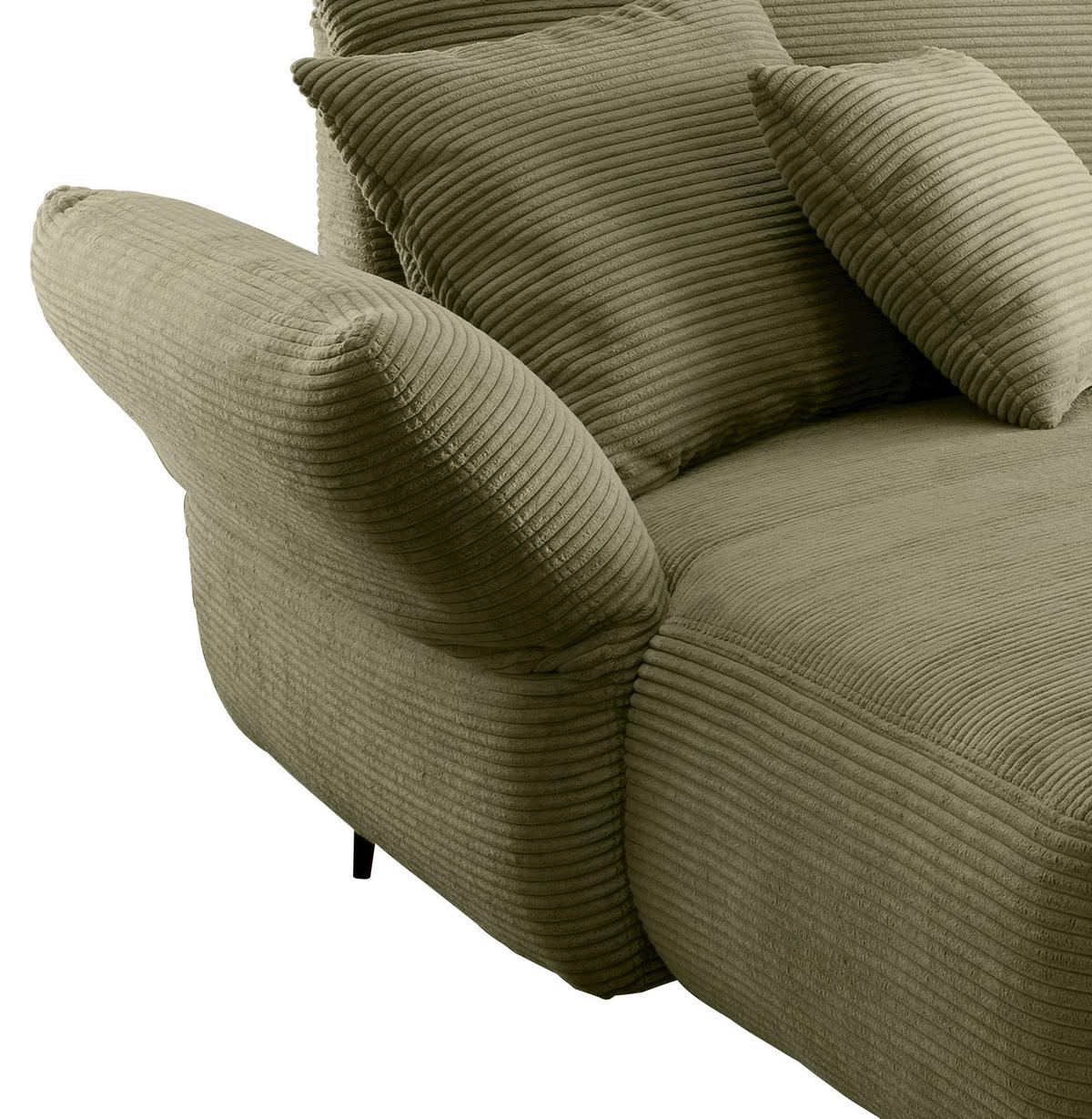 Ecksofa Vanilla mit Armteilverstellung 178x264 - Schwarz/Olivgrün, Design, Textil (178/264cm) - Livetastic
