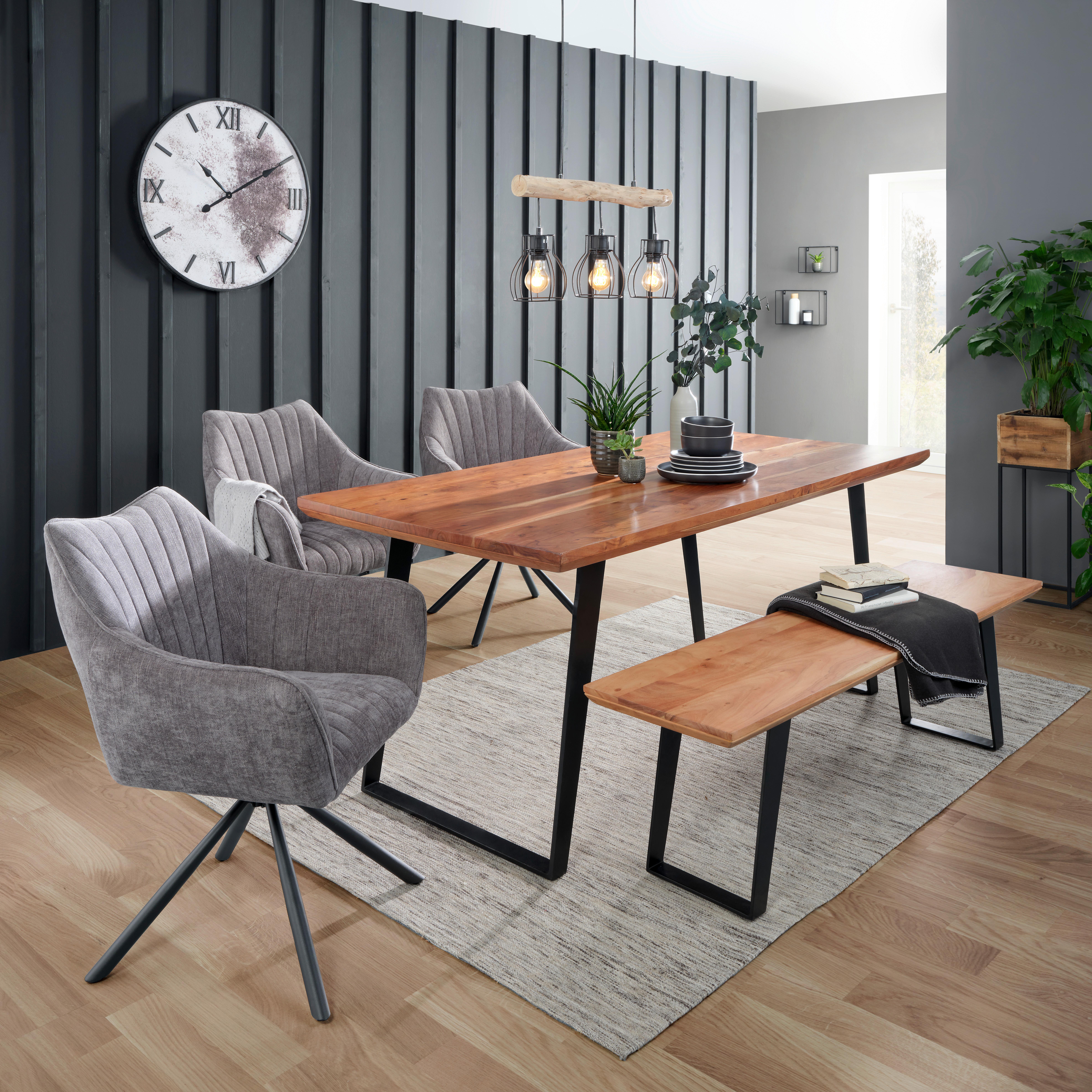 JEDÁLENSKÝ STÔL HERKULES 175 - čierna/farba akácie, Lifestyle, kov/drevo (175/90/76cm)