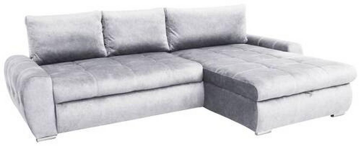 Rohová sedačka SOLAR, oboustranná, šedý samet - šedá/barvy chromu, Moderní, textil (277/175cm)