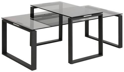 Couchtisch 2er-set Mit Glasplatten Katrine Schwarz - Klar/Schwarz, Trend, Glas/Metall (115/55/45cm) - Livetastic