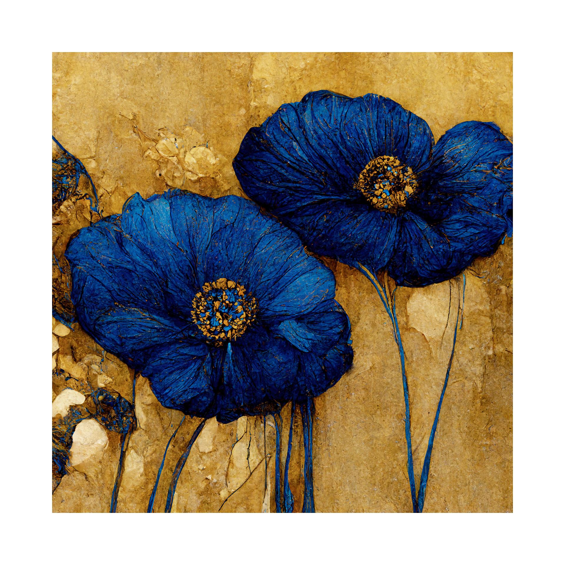 OBRAZ NA PLÁTNE BLUE POPIES - viacfarebná, Basics, drevo/textil (60/60cm)