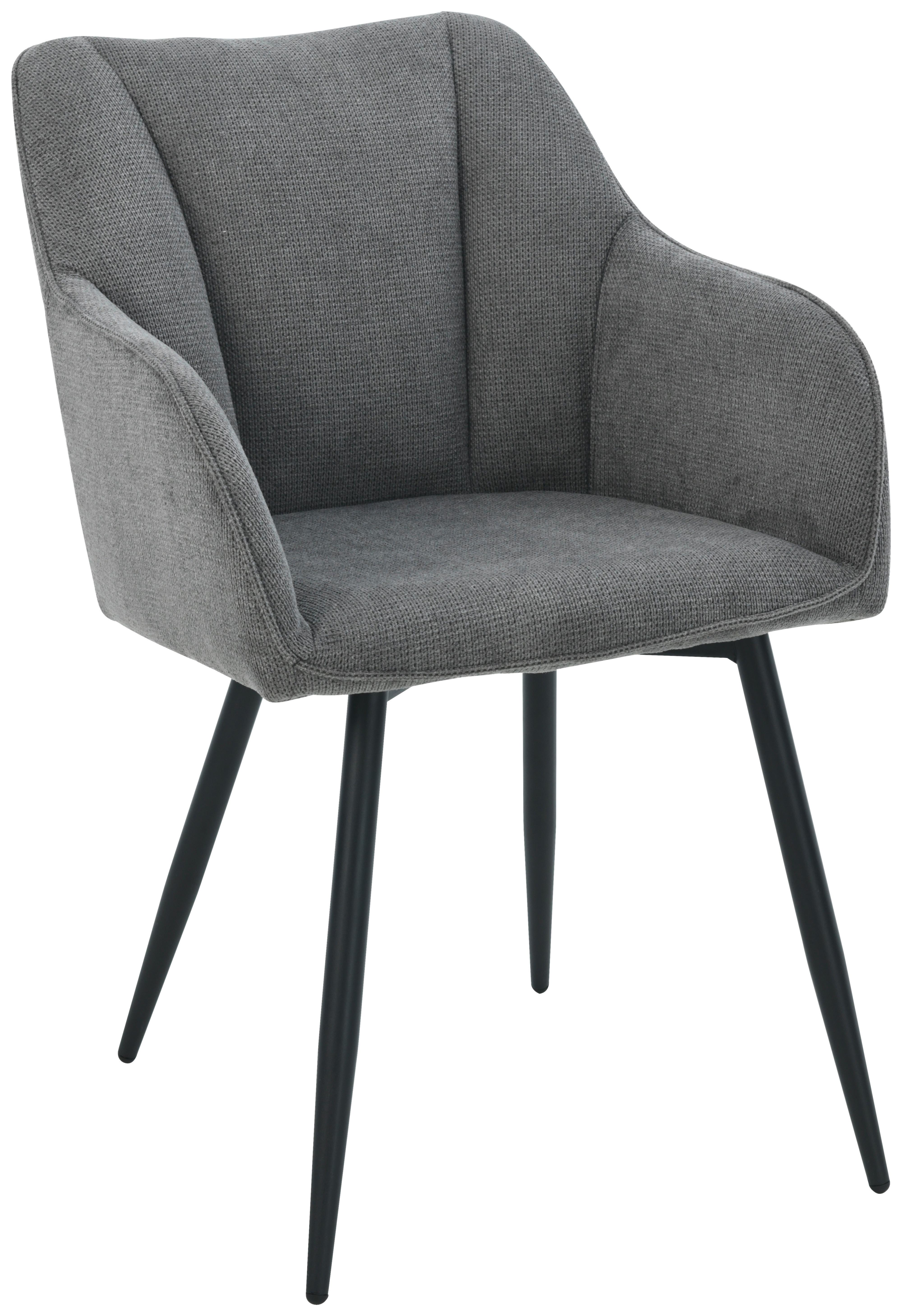 Armlehnstuhl Caro Grau Gepolstert - Schwarz/Grau, KONVENTIONELL, Holz/Textil (55/83/61cm) - Nedis SmartLife