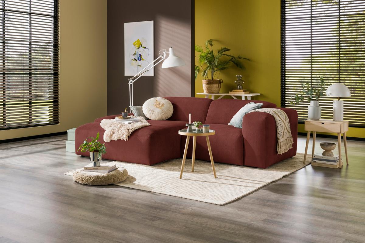 Ecksofa Hannah Rot 170x252 cm - Rot/Schwarz, Design, Textil (170/252cm) - MID.YOU