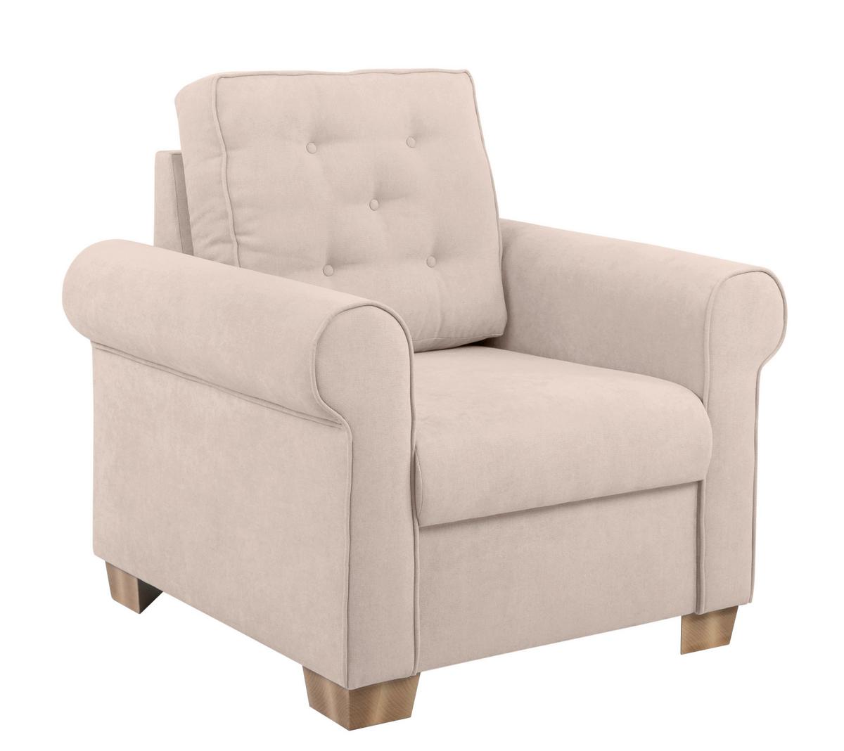 Sessel Arles, Beige 1 B: 93 Cm - Beige/Buchefarben, Design, Textil (93/89/82cm) - MID.YOU