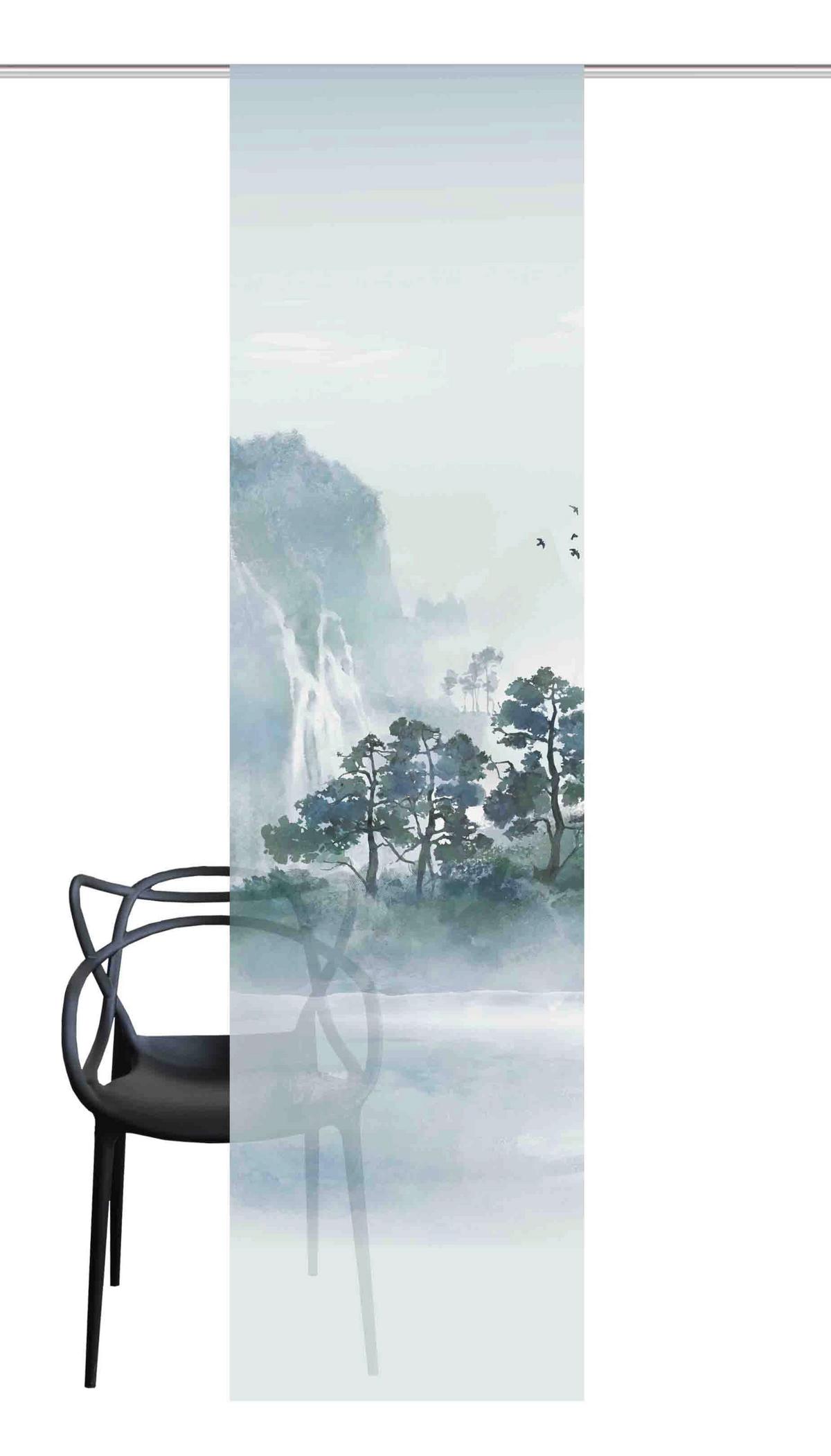 Flächenvorhang Vitnam Links - Graublau/Grün, Design, Textil (60/245cm)