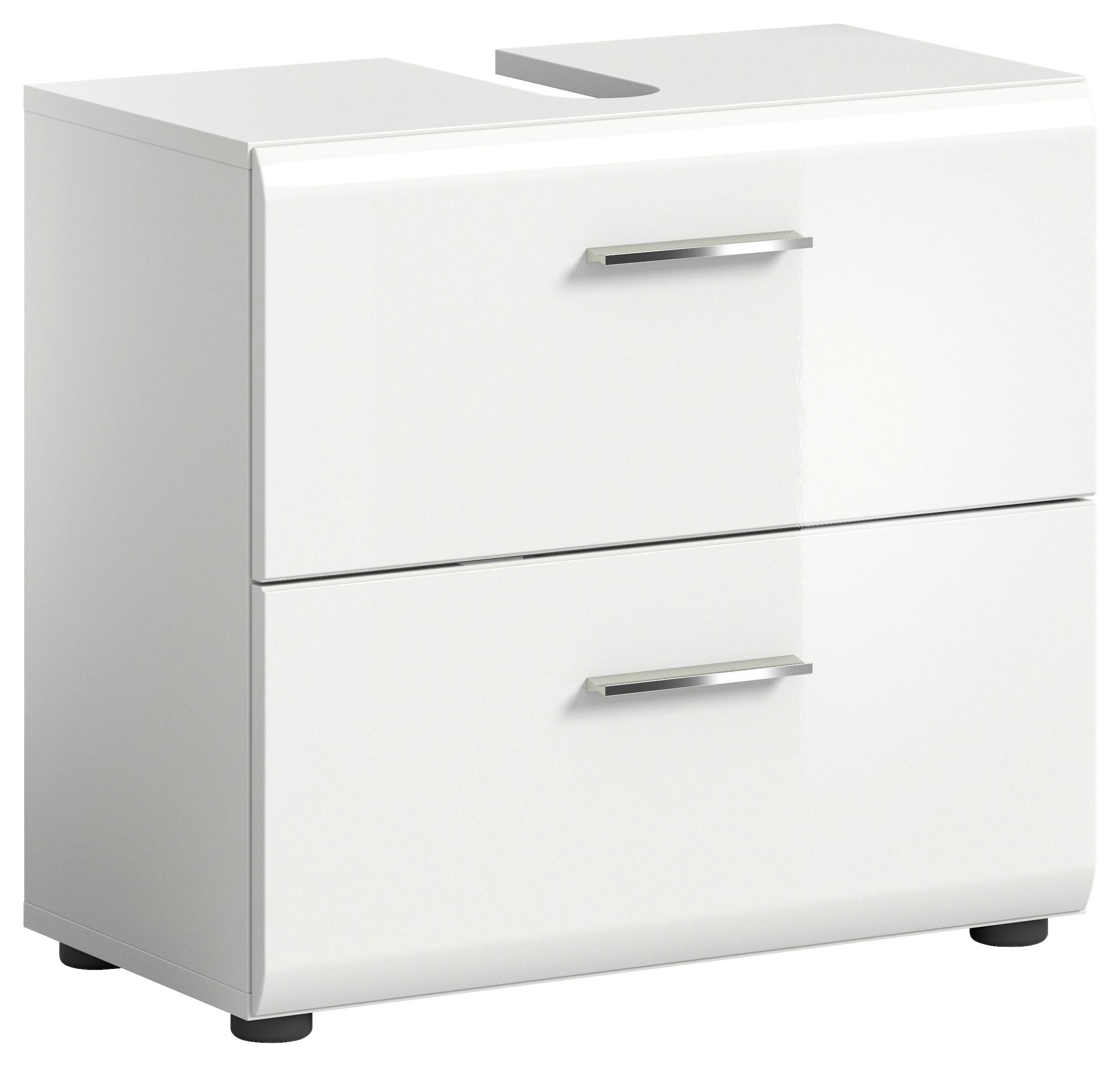 Waschbeckenunterschrank Ice B: 60 cm Weiß Hochglanz - Weiß Hochglanz/Weiß, MODERN, Holzwerkstoff (60/54/32cm) - MID.YOU