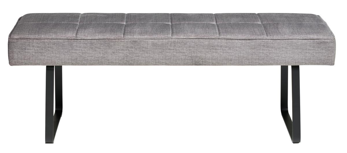 Sitzbank Tilos ohne Lehne Samt Dunkelgrau, B: 140 cm - Dunkelgrau/Schwarz, KONVENTIONELL, Textil/Metall (140/49/47cm) - MID.YOU