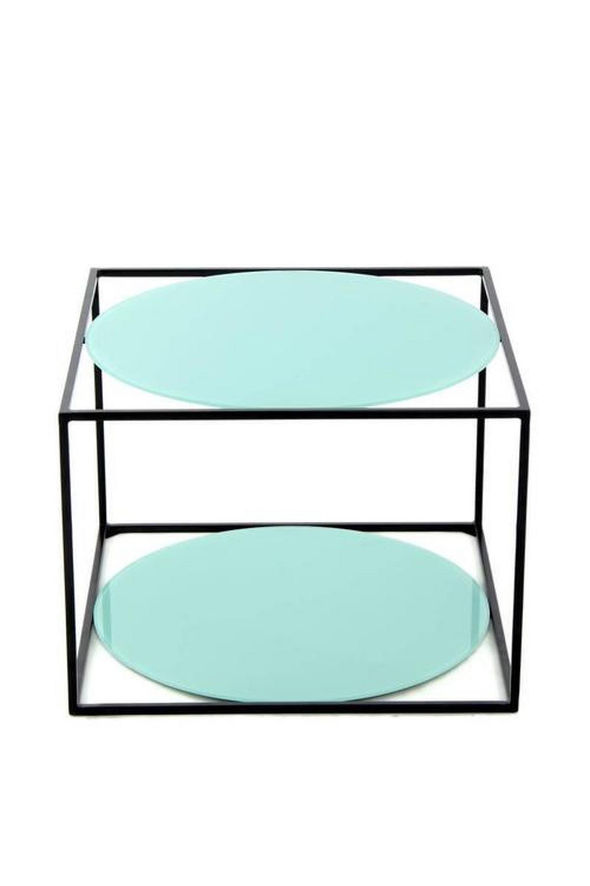 Beistelltisch In Würfelform Cody, Grün/schwarz - Schwarz/Grün, Basics, Glas/Metall (50/50/36cm) - Kayoom