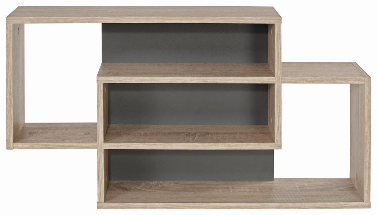 NÁSTĚNNÝ REGÁL DREAM DXR11 - šedá/barvy dubu, Moderní, kompozitní dřevo (90/48/16cm)