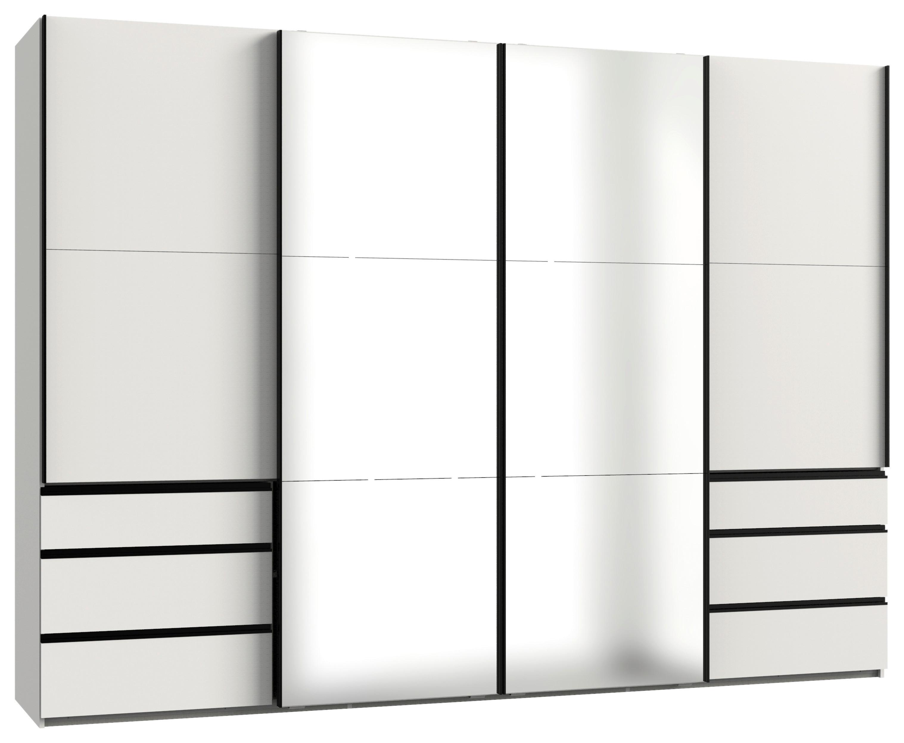 Schwebetürenschrank Level 36 A weiß Dekor/Spiegel, B: 300cm - Weiß, MODERN, Glas/Holzwerkstoff (300/216/65cm) - MID.YOU
