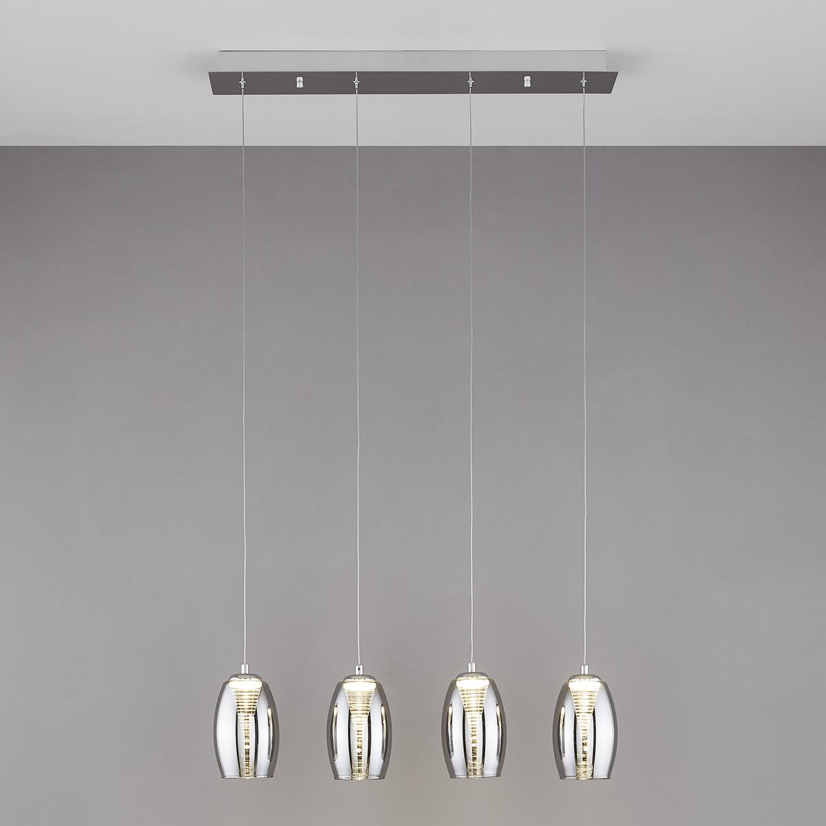 Led-hängeleuchte Metropolis H: 121 Cm 4-Flammig - Chromfarben/Grau, Design, Glas/Metall (72/12/121cm) - Brilliant