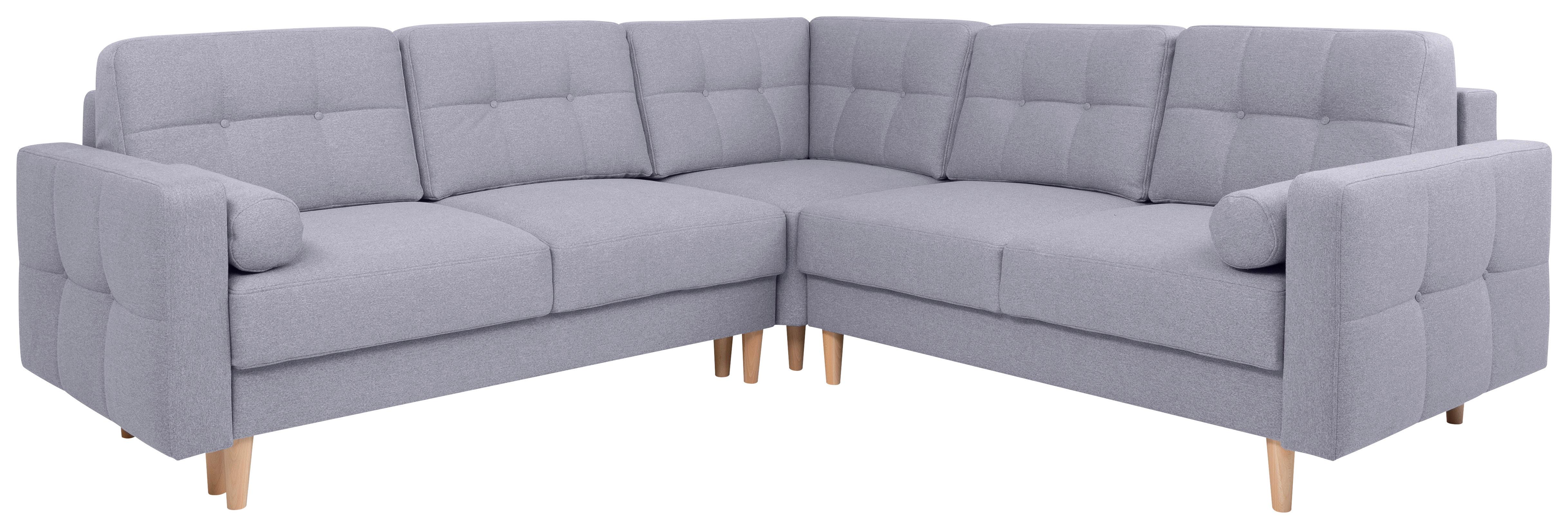 Eckschlafsofa Noret Graublau S: 242/242 Cm - Eiche Wotan/Hellgrau, KONVENTIONELL, Textil (242/242cm) - MID.YOU