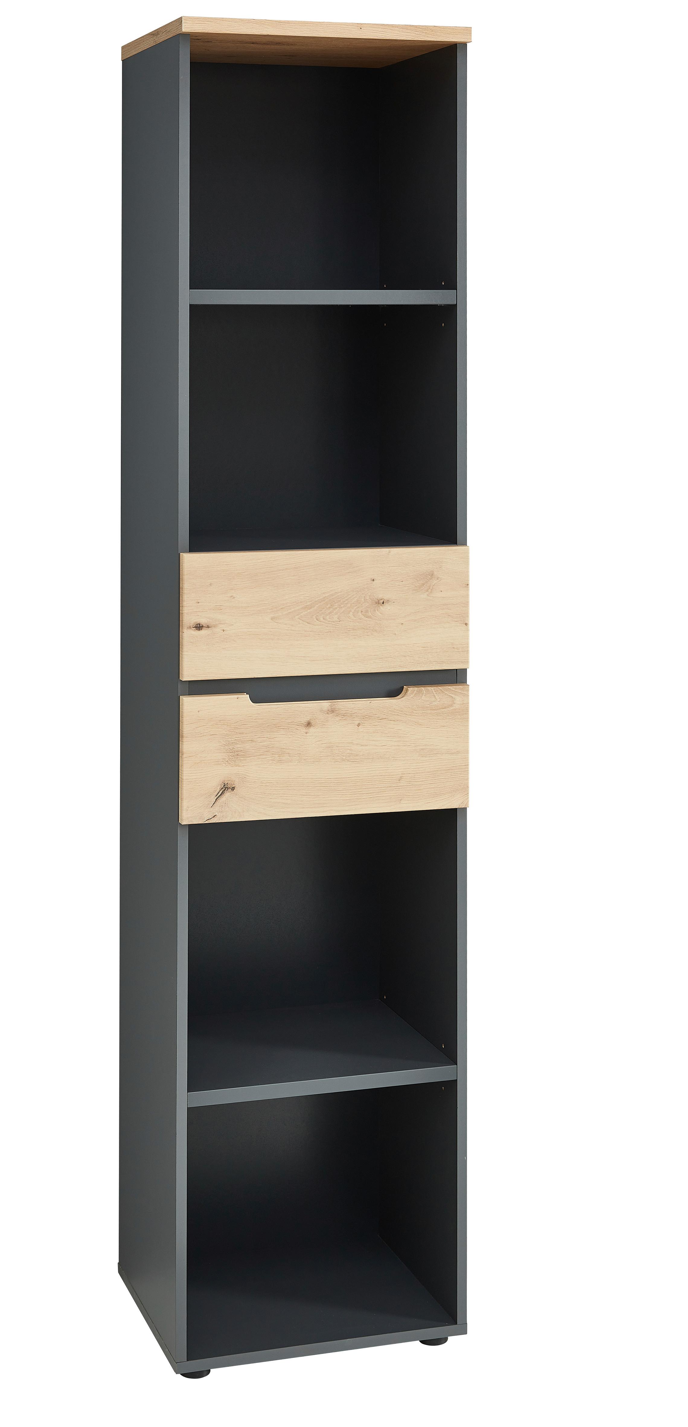 KOMBINÁCIA REGÁLOV MEMPHIS - grafitová/dub artisan, Modern, kompozitné drevo (45/197/38cm) - Premium Living
