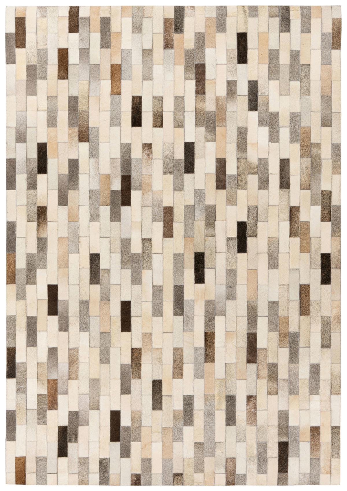 Lederteppich Ravi 100 - Grau, KONVENTIONELL, Leder (120/170cm)