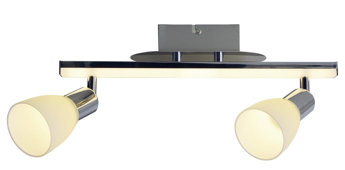 Strahler Ibiza 2-Flammig L: 39 cm - Chromfarben/Opal, Basics, Glas/Kunststoff (8/39cm) - Näve