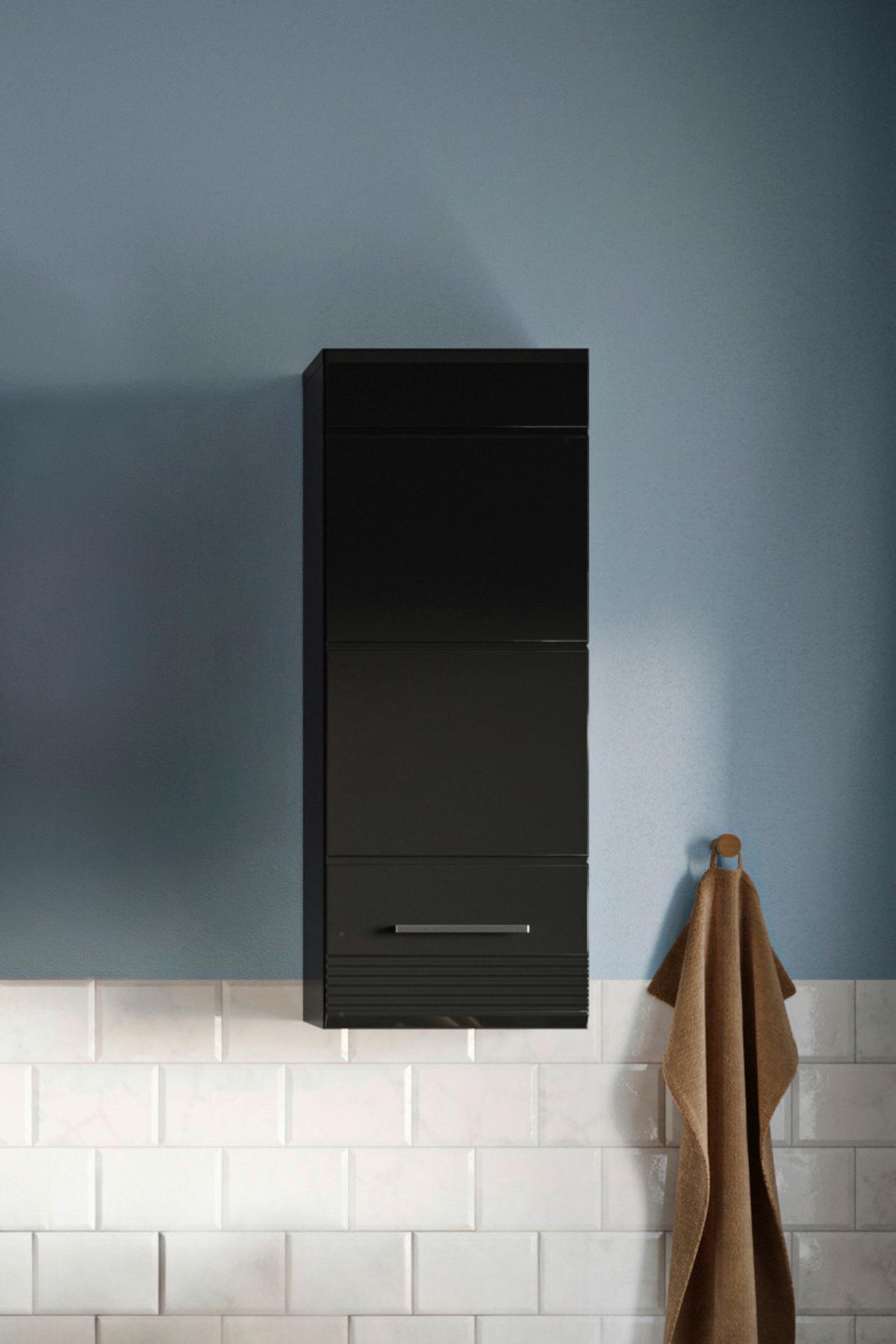 Spiegelschrank Linus Schwarz B: 60 cm - Schwarz, MODERN, Glas/Holzwerkstoff (60/70/18cm) - MID.YOU