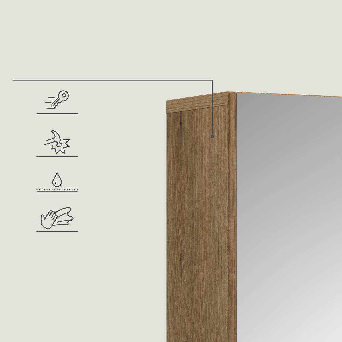 Spiegelschrank Aqua Eichefarben B: 60cm - Eichefarben, Trend, Glas/Holzwerkstoff (60/74/18cm) - MID.YOU