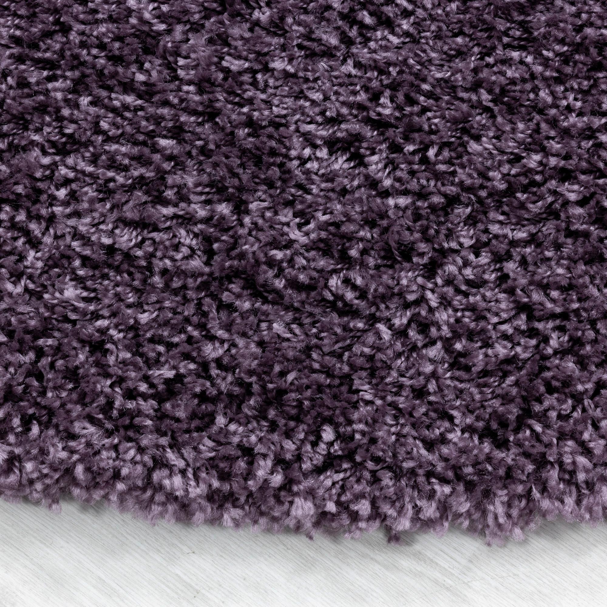 Hochflor Teppich Violett Naturfaser Sydney Ø 160 cm - Violett, Basics, Textil (160cm)