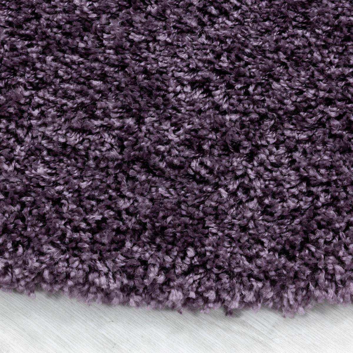 Hochflor Teppich Violett Naturfaser Sydney Ø 120 cm - Violett, Basics, Textil (120cm)
