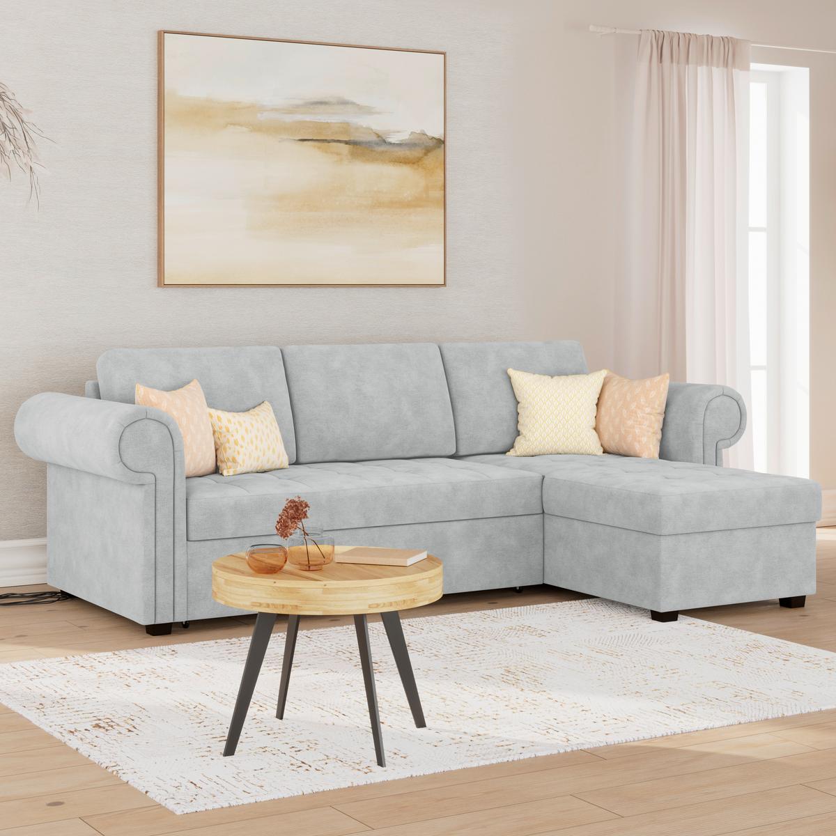 Ecksofa Oslo Hellgrau B: 260 Cm - Hellgrau, ROMANTIK / LANDHAUS, Textil (260/85/155cm) - James Wood