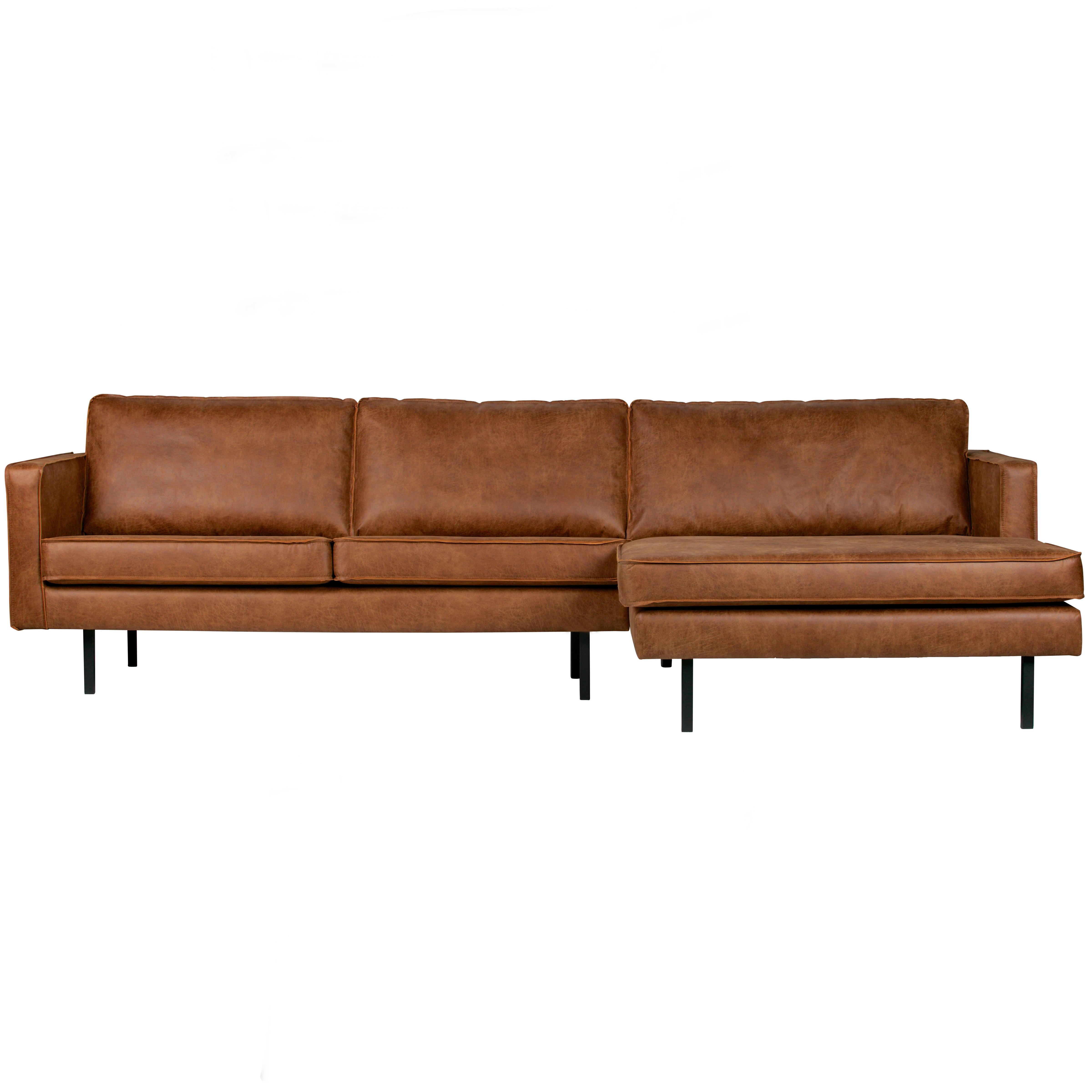 Ecksofa Rodeo Cognac S: 300x155cm - Cognac/Schwarz, Design, Leder/Textil (300/155cm) - Livetastic