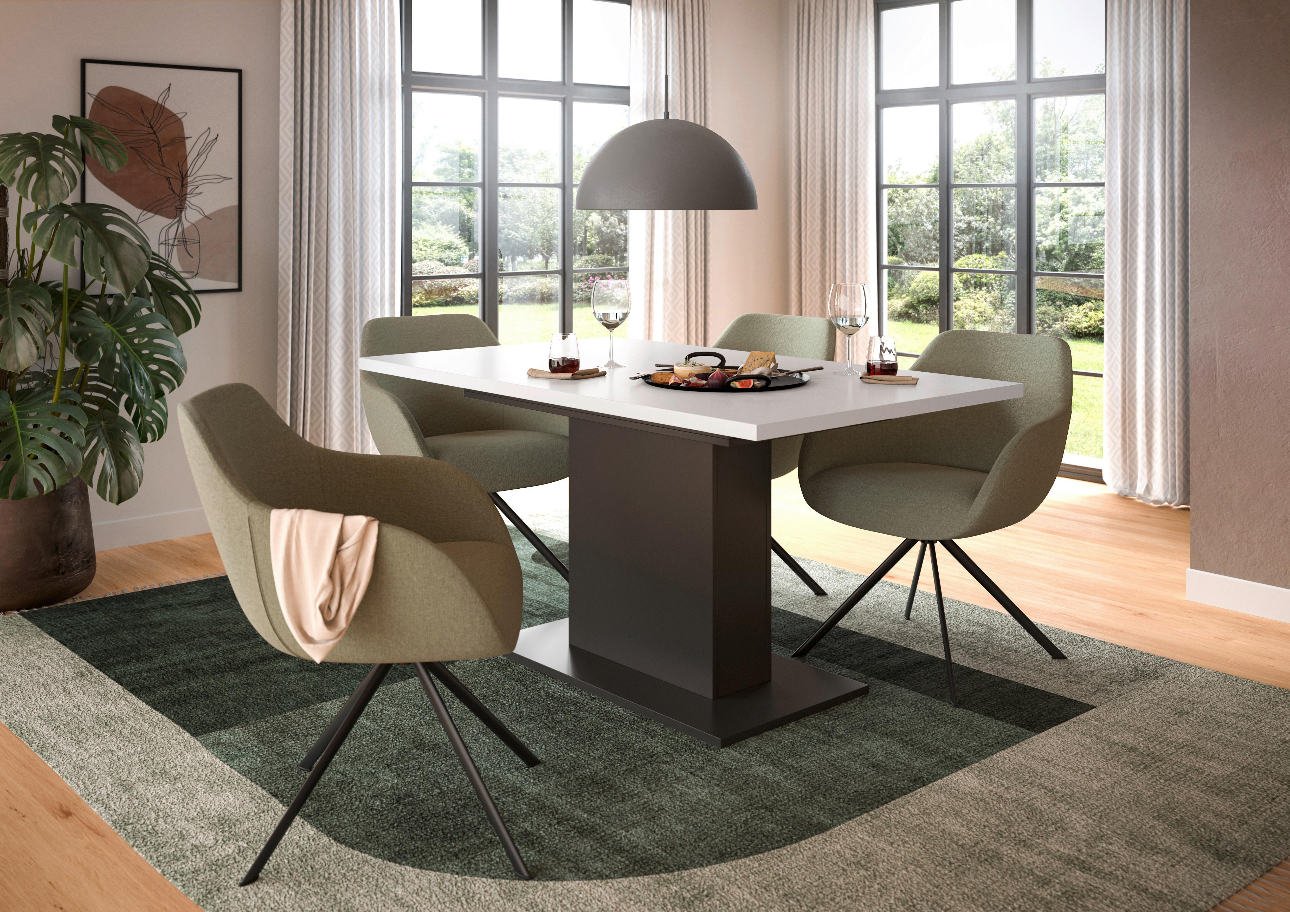 Ausziehtisch Marlon 150 Az Weiß/Grau, B:150-190 cm - Weiß/Grau, KONVENTIONELL, Holzwerkstoff (150-190/76/90cm)