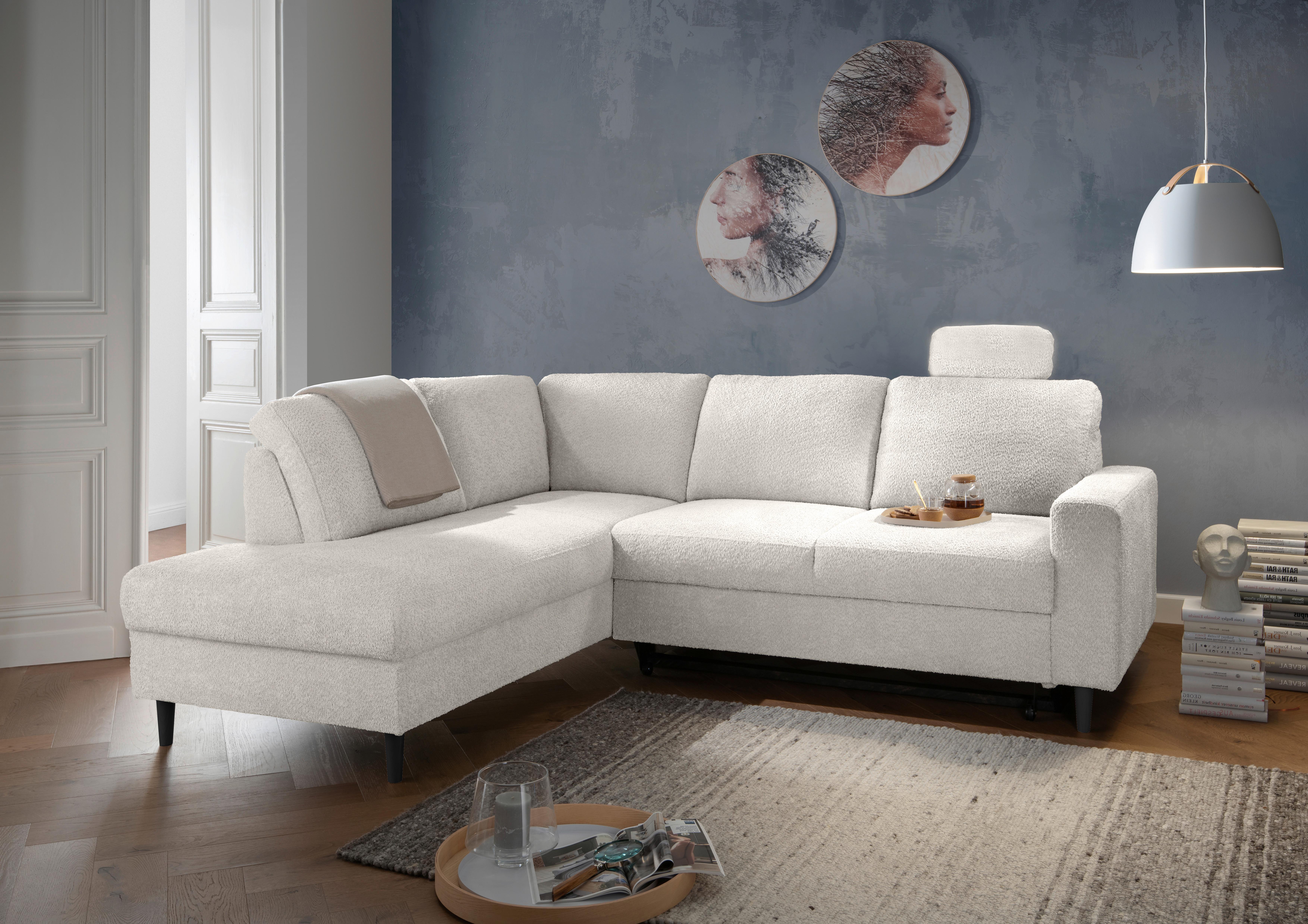 Eckschlafsofa Passione, Weiß S: 200x242 Cm - Schwarz/Weiß, MODERN, Textil (200/242cm) - Livetastic