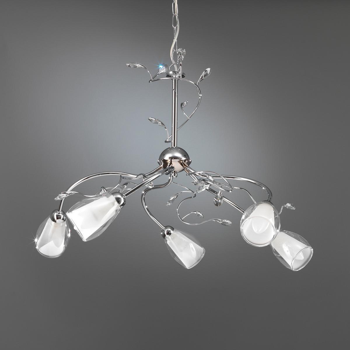 Kronleuchter Sharon Chromfarben L: 80 cm - Chromfarben, Basics, Glas/Metall (80/80/110cm)