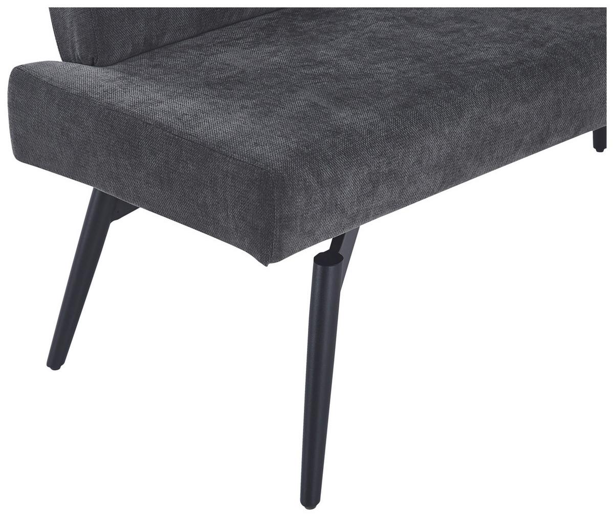 Sitzbank Tinos mit Lehne Dunkelgrau, B: 140 cm - Dunkelgrau/Schwarz, KONVENTIONELL, Textil/Metall (140/88/62cm) - MID.YOU