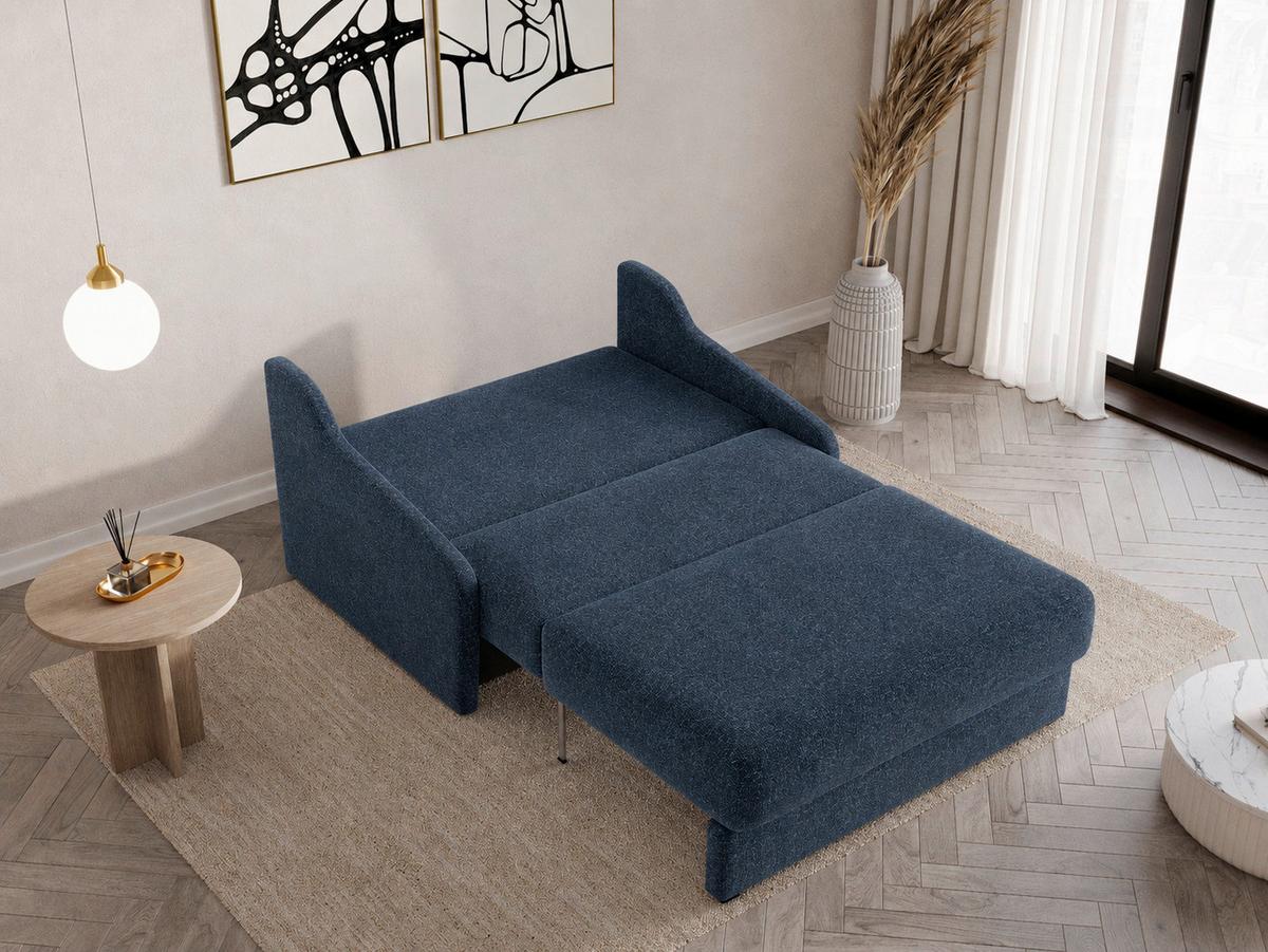 Schlafsofa Fly Dunkelblau, B: 136 cm - Schwarz/Dunkelblau, Design, Textil (136/86/113cm) - MID.YOU