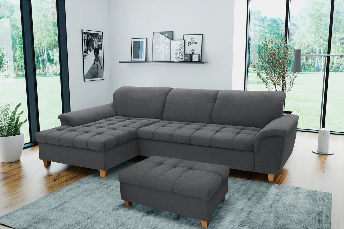 Ecksofa Mit Schlaffunktion Franzi Dunkelgrau - Eichefarben/Dunkelgrau, KONVENTIONELL, Textil (170/281cm) - MID.YOU