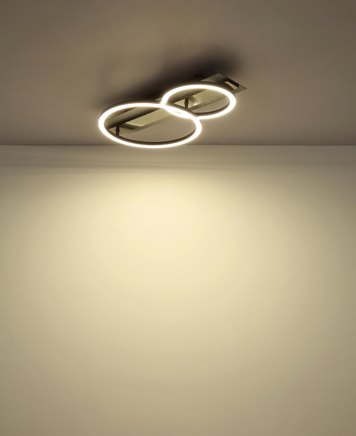 LED-Deckenleuchte 4000k, 30w - Silberfarben/Schwarzchrom, Design, Kunststoff/Metall (48,2/30/8,8cm) - Globo