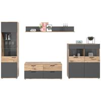 Wohnwand Mason Grau B: 327 cm - Grau, KONVENTIONELL, Glas/Holzwerkstoff (327/200/44cm) - MID.YOU