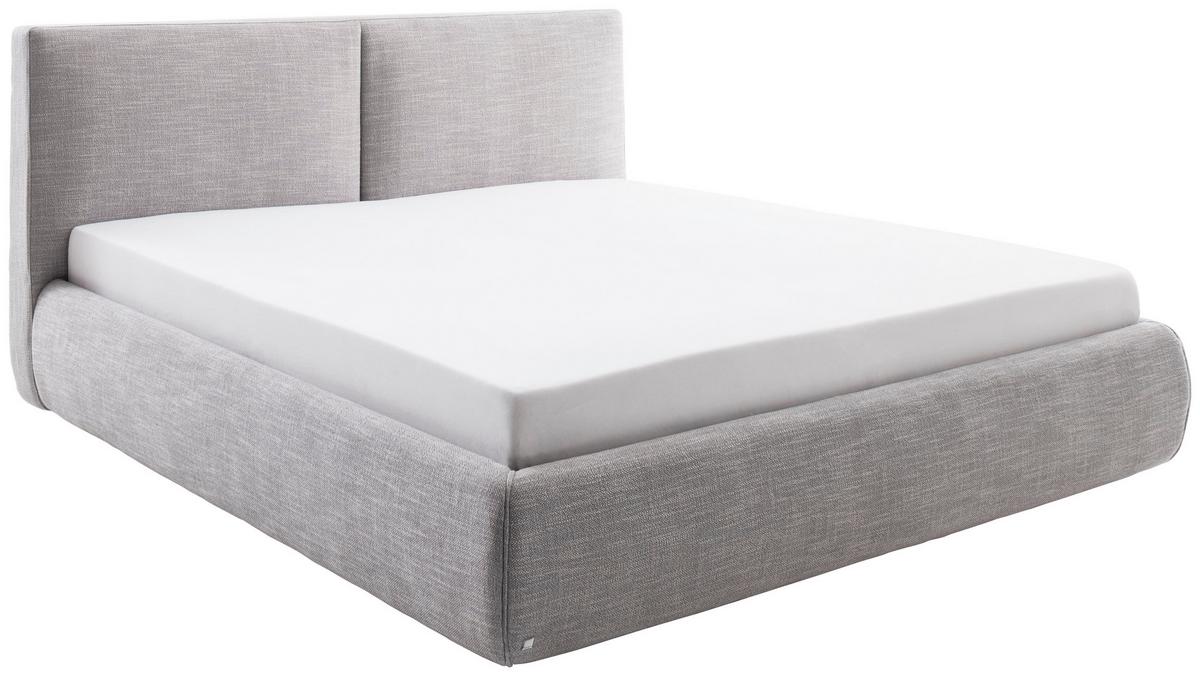 Polsterbett mit Lattenrost + Bettkasten 180x200 Atesio - Hellgrau/Naturfarben, MODERN, Holz/Textil (180/200cm) - Livetastic