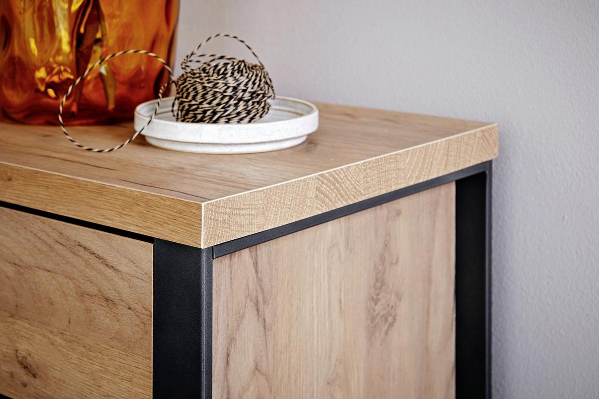 TV-Element Loop TV B: 152 cm Eichefarben/Schwarz - Eichefarben/Anthrazit, Design, Holzwerkstoff/Metall (152/45/40cm)