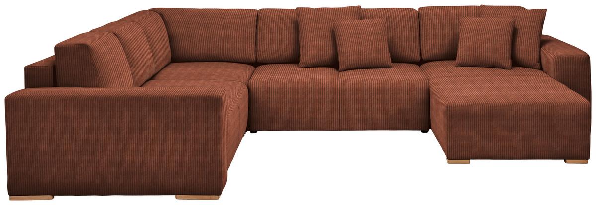 Wohnlandschaft Vouge Kupferfarb., U: 283x371x208 Cm - Buchefarben/Schwarz, KONVENTIONELL, Textil (283/371/208cm) - Livetastic