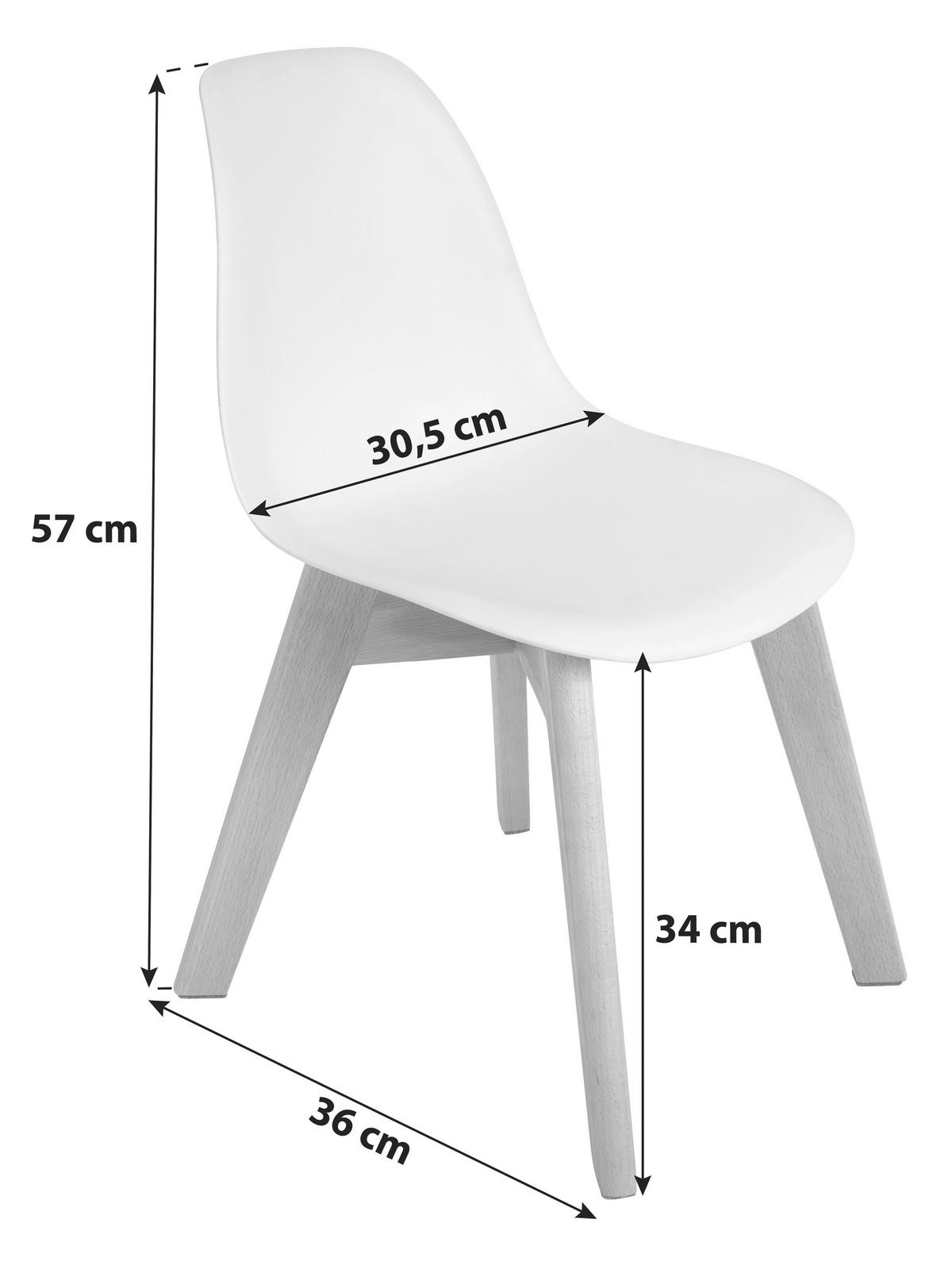 Kinderstuhl Bambino Kunststoff/Holz Weiß - Buchefarben/Weiß, MODERN, Holz/Kunststoff (30,5/57/36cm) - Ondega