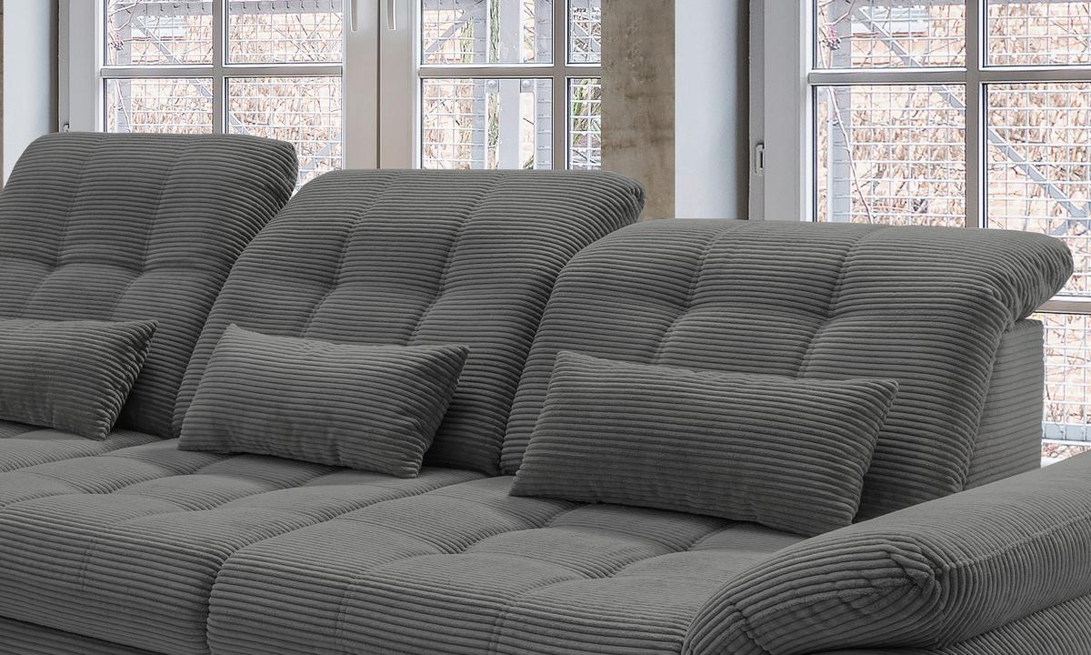 Ecksofa mit Schlaffunktion & Bettkasten Rigatti Grau - Schwarz/Grau, MODERN, Textil (184/314cm) - Livetastic