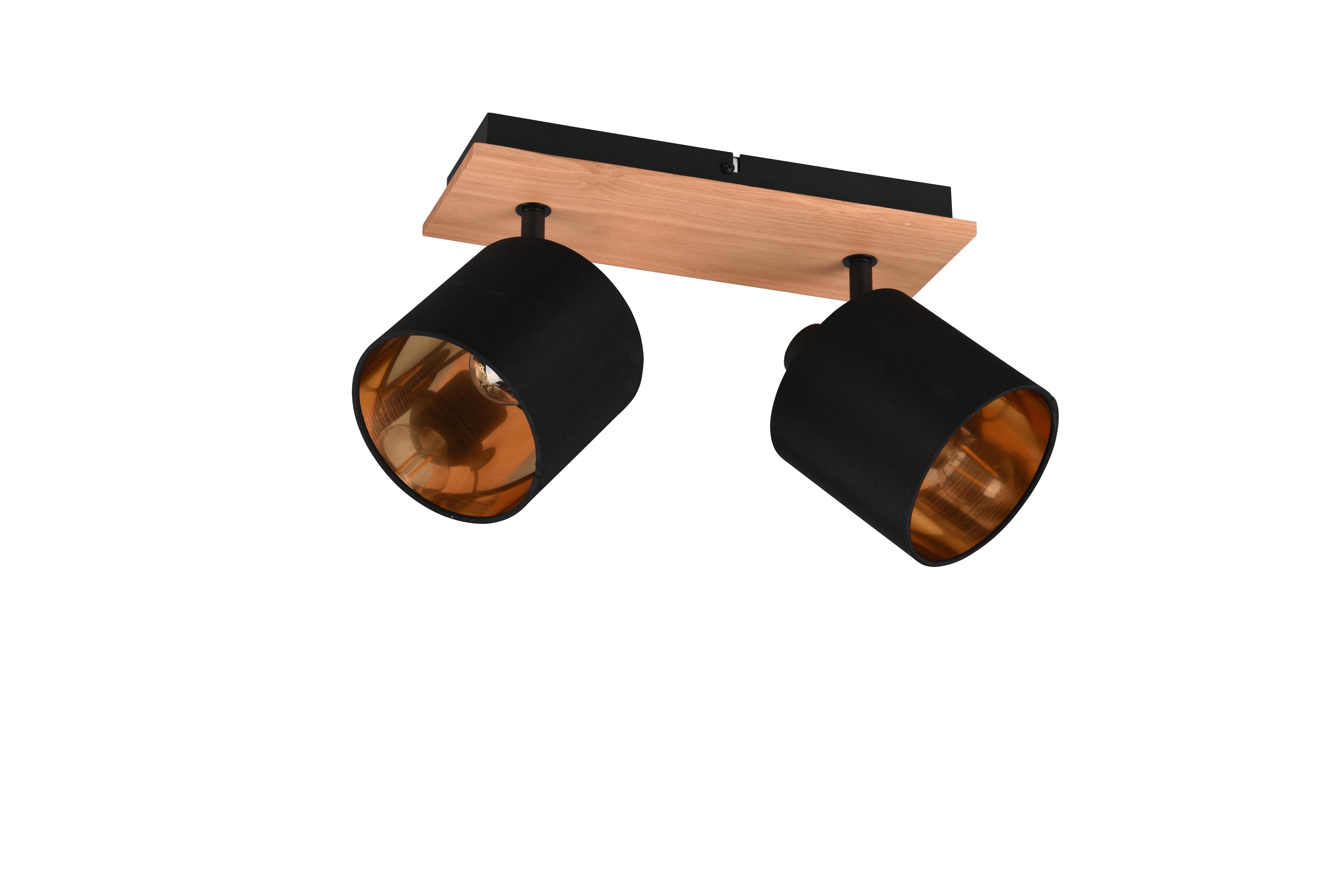 Strahler Tommy 2-Flammig L: 30 cm - Goldfarben/Schwarz, KONVENTIONELL, Textil/Metall (30/12/19,5cm)