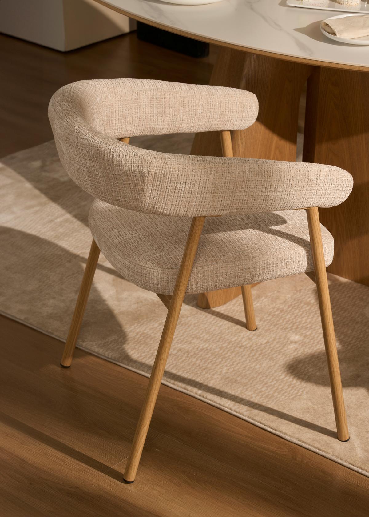 Armlehnstuhl Flora Eichefarben/Beige B: 56 cm - Eichefarben/Beige, MODERN, Holz/Textil (56cm) - Livetastic