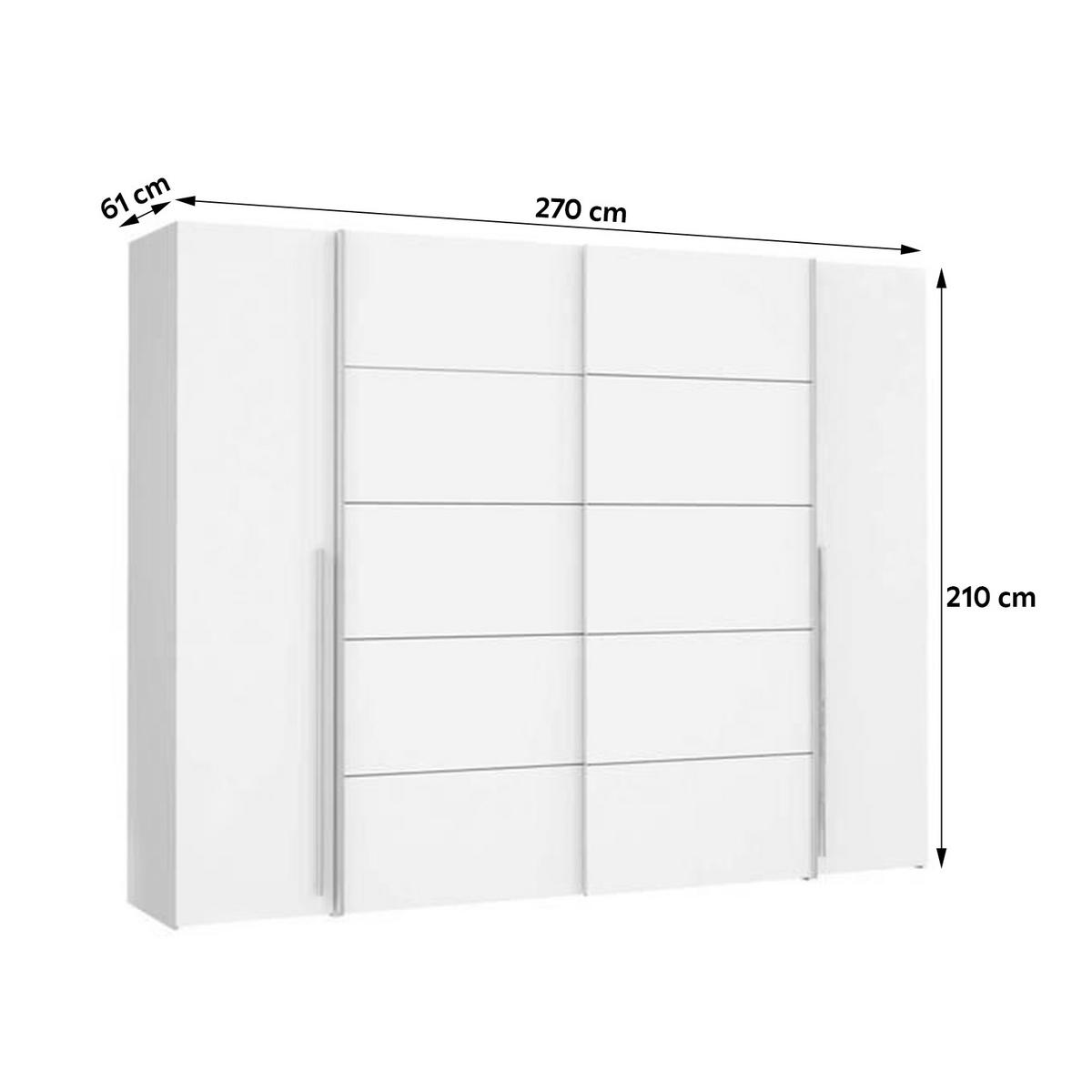 Nyílóajtós Szekrény Narago 270/210 Cm - fehér, Modern, műanyag/faalapú anyag (270/210/61cm) - MID.YOU