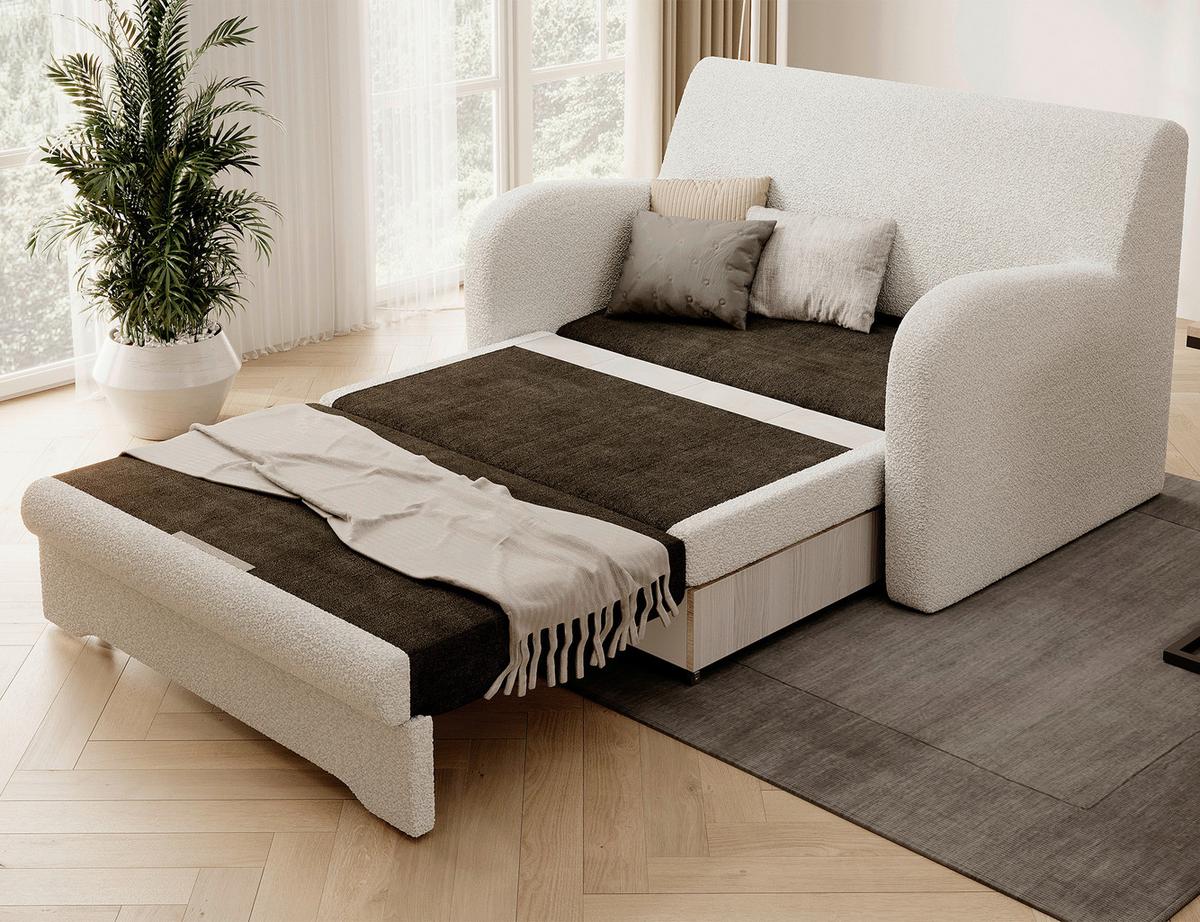 Schlafsofa Ario Weiß B: 130cm - Schwarz/Weiß, Design, Textil (130/85/103cm) - MID.YOU