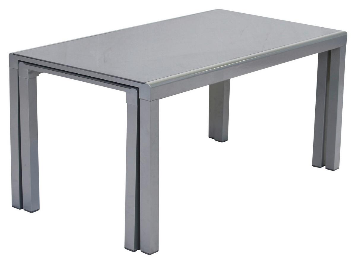 Gartentisch Ausziehbar Flex Metall L 160 Cm - Silberfarben, MODERN, Glas/Metall (160/78/75cm) - Gardenson