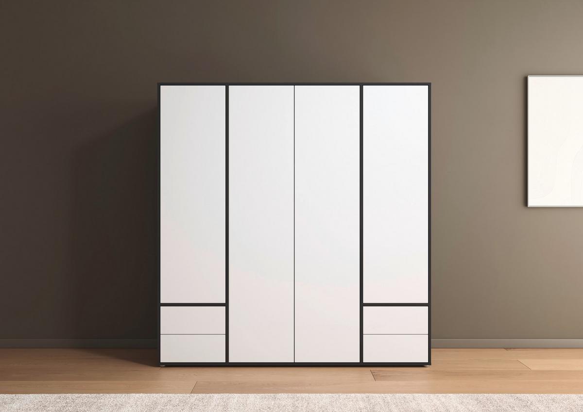 Drehtürenschrank Grau Weiß B: 187 Cm - Weiß/Grau, MODERN, Holzwerkstoff (187/194/53cm) - Rauch Möbel
